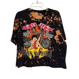 Betty Boop Betty Born To Rule Motorcycle Graphic Print Tie Dye T-Shirt XL